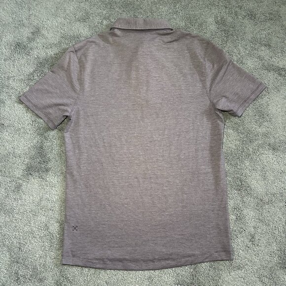 Lululemon Evolution Polo Mens Medium Agile Stripe Heathered Arctic Plum Obsidian - Picture 6 of 10